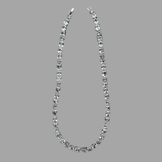 Square Crystal Necklace (Silver)